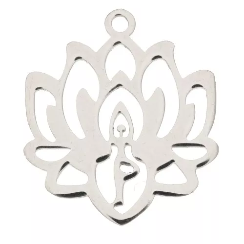 21x19mm Stainless Steel Hollow Lotus Flower Pendant x1