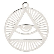 22x20mm Stainless steel Round openwork triangle and eye pendant x1|raw }}