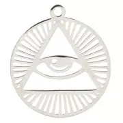 22x20mm Stainless steel Round openwork triangle and eye pendant x1