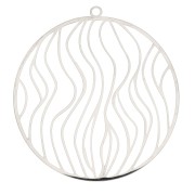 39x37mm Stainless steel Round openwork pendant with irregular lines x1|raw }}