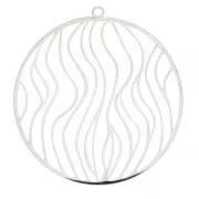 39x37mm Stainless steel Round openwork pendant with irregular lines x1
