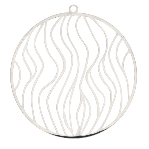 39x37mm Stainless steel Round openwork pendant with irregular lines x1