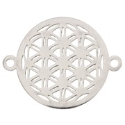 17mm Stainless Stee Round openwork connector - Flower of Life x1|raw }}