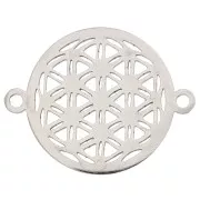 17mm Stainless Stee Round openwork connector - Flower of Life x1