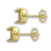 8mm Cabochon Earstuds without loop fine Gold plated x2