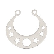 19x20mm Stainless steel Half moon connector for necklace - Star shape x1