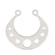 19x20mm Stainless steel Half moon connector for necklace - Star shape x1