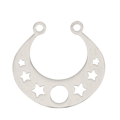 19x20mm Stainless steel Half moon connector for necklace - Star shape x1