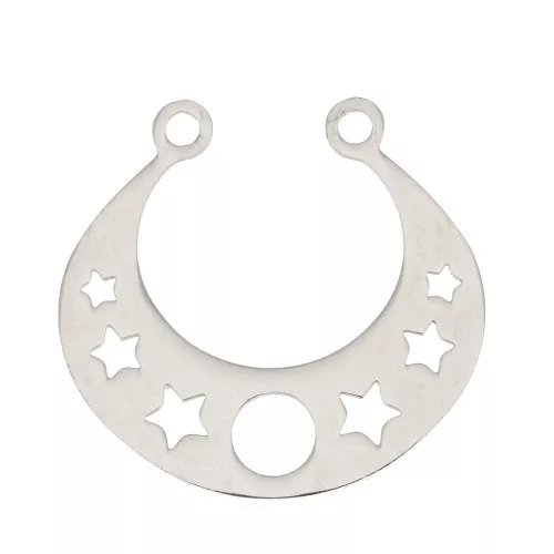 19x20mm Stainless steel Half moon connector for necklace - Star shape x1