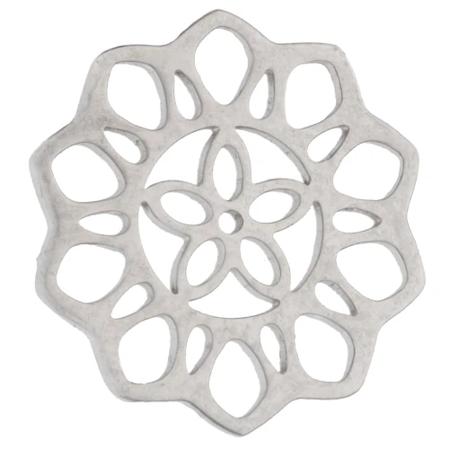 14 mm Openwork Flower Rosette Spacer - 316L Stainless Steel x1