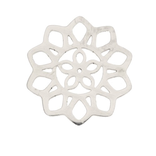 14mm Stainless Steel openwork rosette connector x1