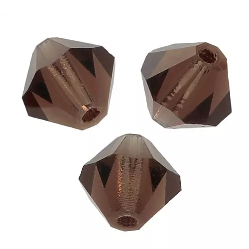 6mm Preciosa Crystal Bicones - MC Bead Rondell - Smoked Topaz x12