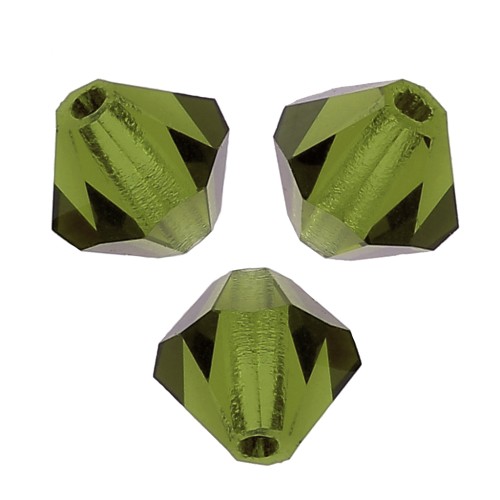 6mm Preciosa Crystal Bicones - MC Bead Rondell - Olivine x12