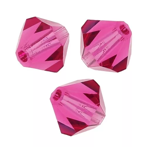 6mm Preciosa Crystal Bicones - MC Bead Rondell - Fuchsia x12