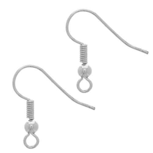 Balls earwires 18mm Silver tone x100