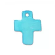 Mother-of-Pearl Sequins Cross 12x8mm Turquoise x10