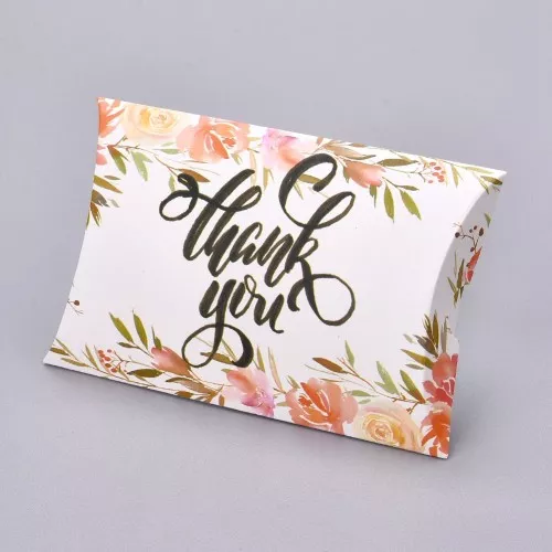 12.5x8x2cm Cardboard packaging - Thank you flowery pattern - Multicoloured x1