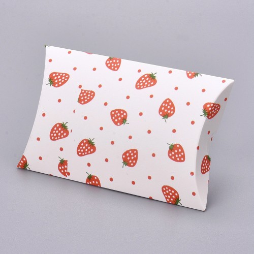 12.5x8x2cm Cardboard packaging - strawberry pattern - White - Red x1