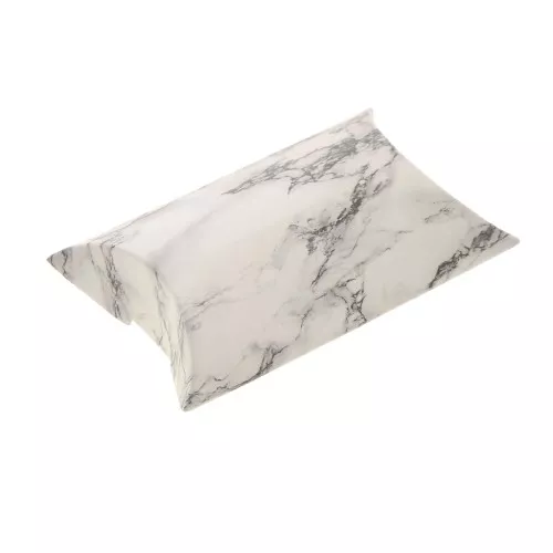 8x5.5x2cm Cardboard Gift Box - Marbled Pattern - Blanc - Black x1