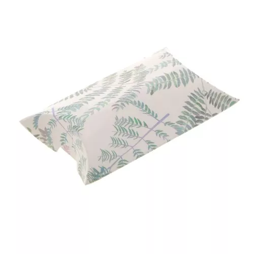 8x5.5x2cm Cardboard Gift Box - Leaves Pattern - Blanc - Vert x1