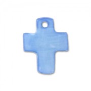 Mother-of-Pearl Sequins Cross 12x9mm Blue  x10