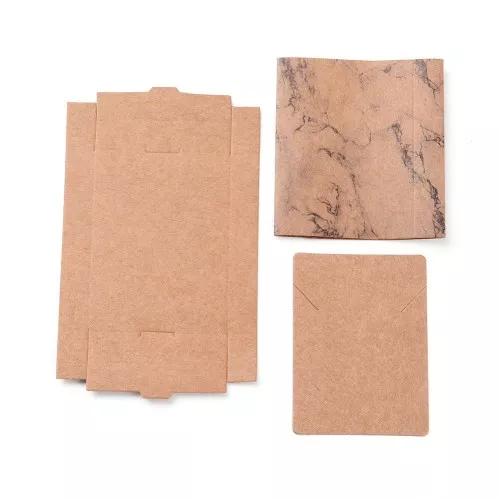 7x5.4x1cm Kraft gift box with label for jewellery - marbled pattern x1