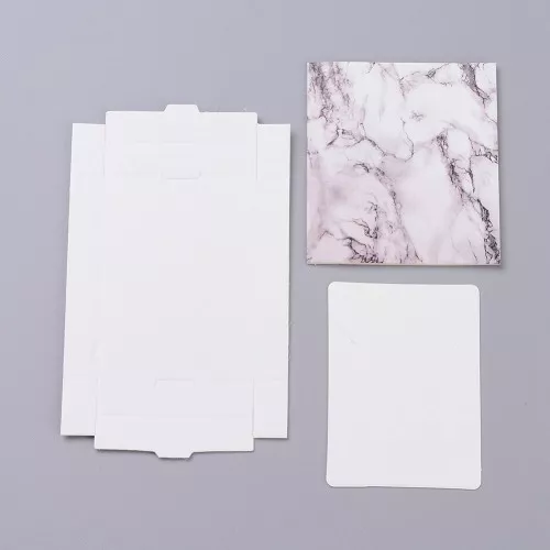 7x5.4x1cm Kraft gift box with label for jewellery - marbled pattern x1