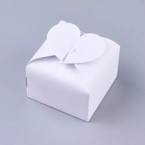 6x6x4.5cm DIY Heart Gift Box - White Glitter x5