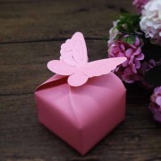 6x6x4cm DIY butterfly gift box - Pink glitter x5