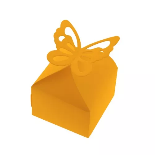 6x6x4cm DIY butterfly gift box - Orange glitter x5