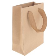 16x12x6cm Kraft gift bag with braided nylon handles - Brown x1