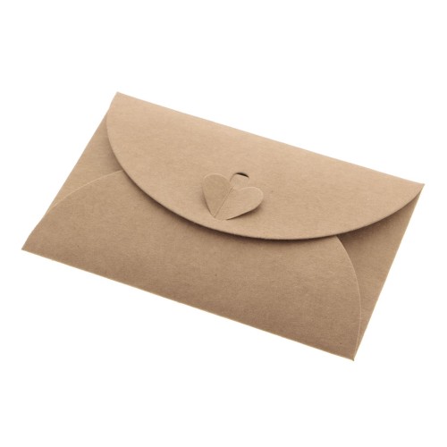 10.5x7cm Kraft envelope with heart shape closure - Brown x1