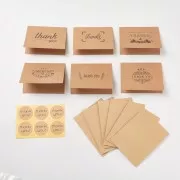 Set of 6 envelopes - kraft paper "thank you" cards and labels x1