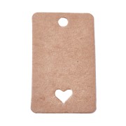 50x30mm Rectangular cardboard labels - heart design - Kraft x100|raw }}