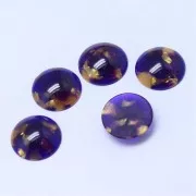18mm Acetate Round Cabochon - Tortoiseshell - Purple - Gold x1
