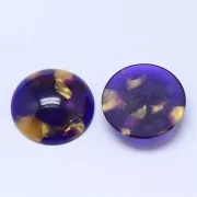 18mm Acetate Round Cabochon - Tortoiseshell - Purple - Gold x1