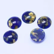 18mm Acetate Round Cabochon - Tortoiseshell - Midnight Blue - Gold x1