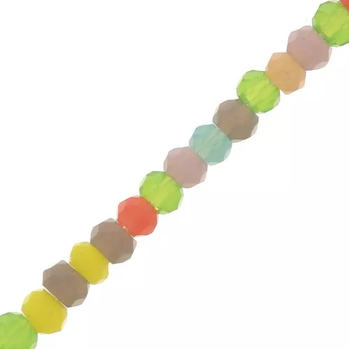 2x1.5mm Flattened round faceted beads - Bright Colours x33cm