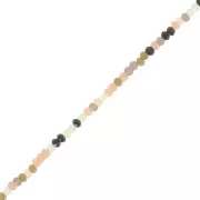 Rondelle beads faceted round flattened 2.5x1.5 mm Black - Green - Salmon x30cm