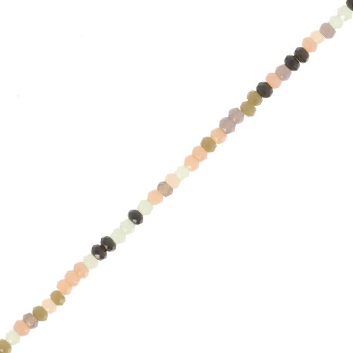 Rondelle beads faceted round flattened 2.5x1.5 mm Black - Green - Salmon x30cm