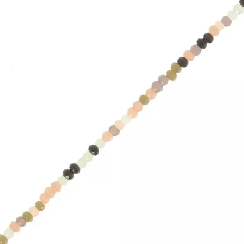 Rondelle beads faceted round flattened 2.5x1.5 mm Black - Green - Salmon x30cm