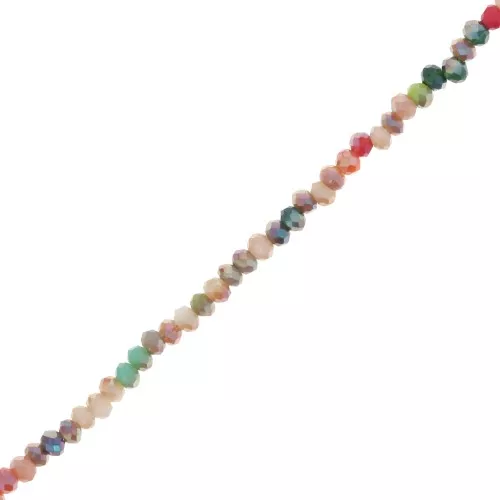 Round beads faceted - round flattened 2.5x2 mm - Multicolor AB x30cm
