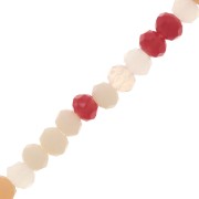 3x2mm Flattened round faceted beads - Red - Light pink - Unbleached x43cm