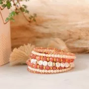 3mm Round Faceted Gemstone Beads - Dyed Agate - Sand x37cm