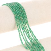 3mm Round Faceted Gemstone Beads - Dyed Agate - Green x37cm