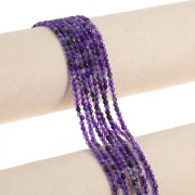 3mm Round Faceted Gemstone Beads - Dyed Agate - Purple x36cm