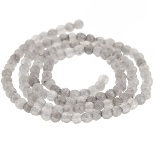 3mm Round Faceted Gemstone Beads - Dyed Agate - Taupe x37cm