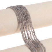 3mm Round Faceted Gemstone Beads - Dyed Agate - Taupe x37cm