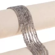 3mm Round Faceted Gemstone Beads - Dyed Agate - Taupe x37cm