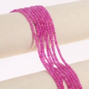 3mm Round Faceted Gemstone Beads - Dyed Agate - Magenta x36cm